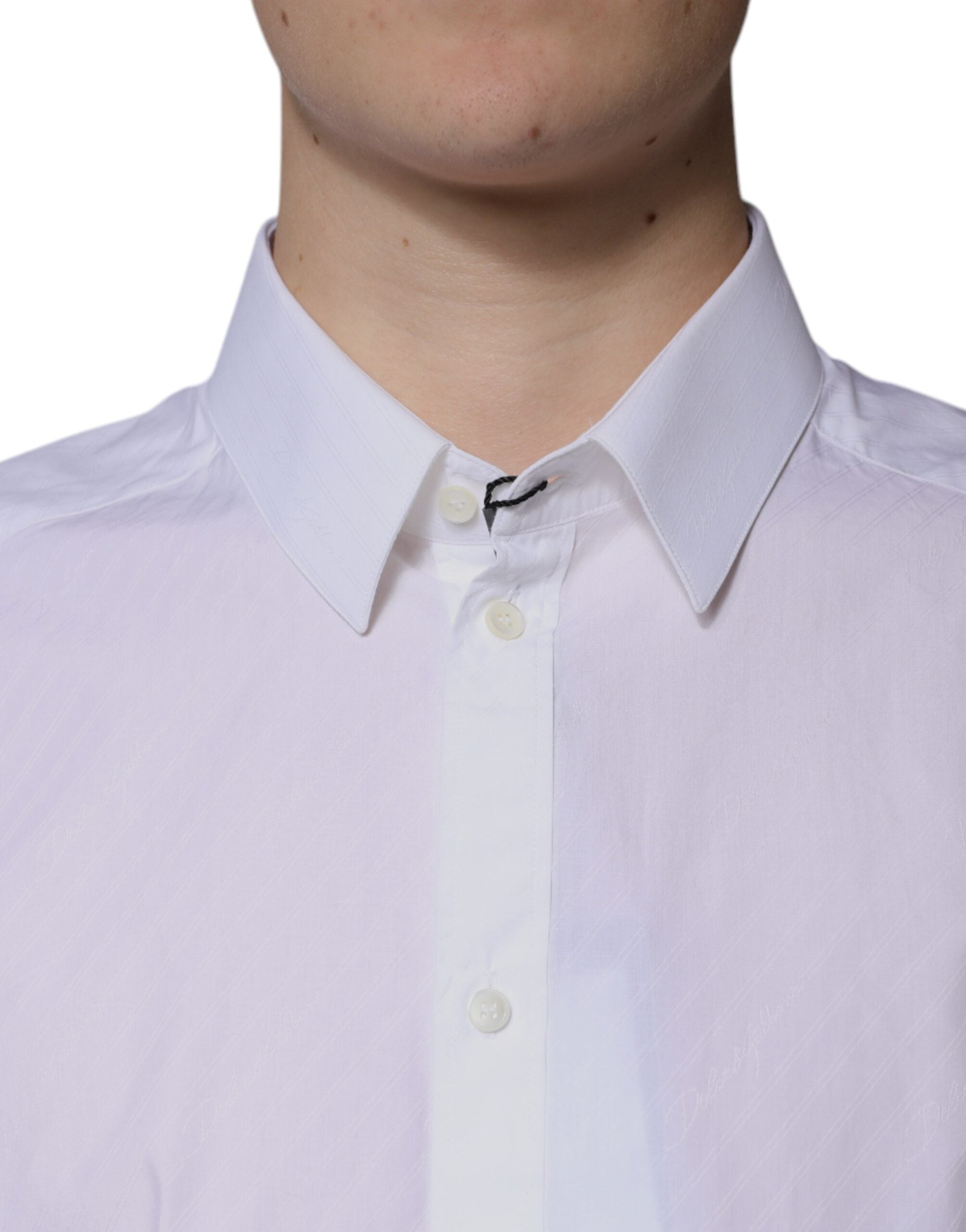 Dolce & Gabbana White cotton shirt with long sleeves MARTINI